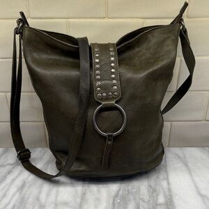 Latico Dark Green Studded Leather Shoulder Bag